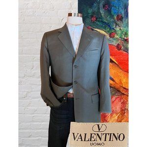 VALENTINO UOMO 40L Gray 3 Button Mens Virgin Wool Blazer Sport Coat Jacket Italy